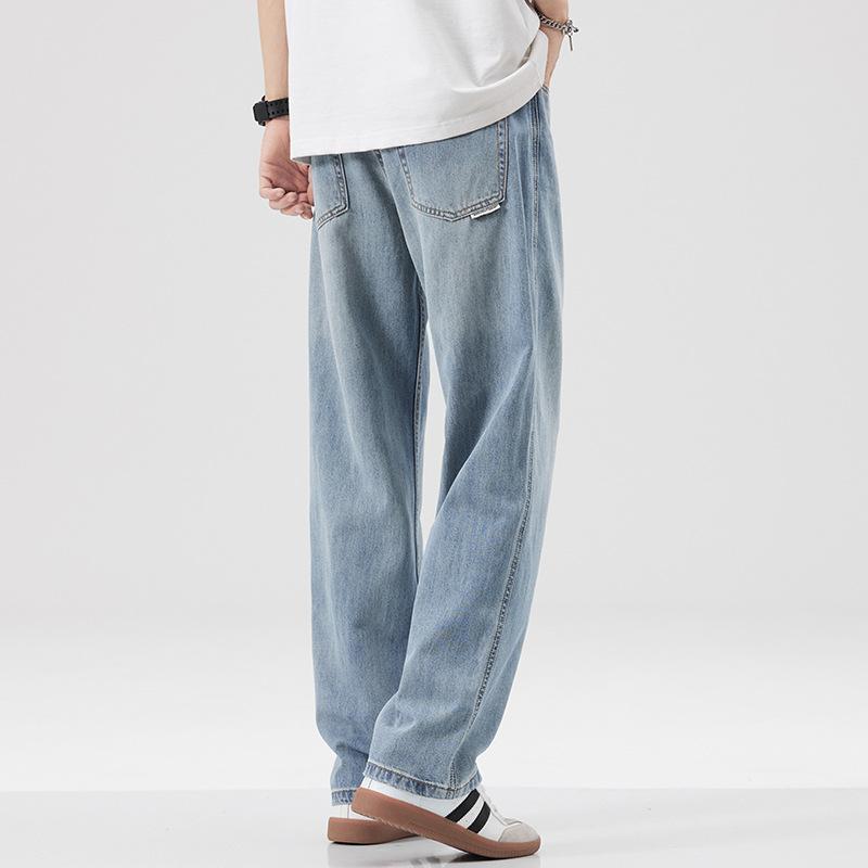 Spring and Summer Silk American High Street Loose Straight Versatile Jeans