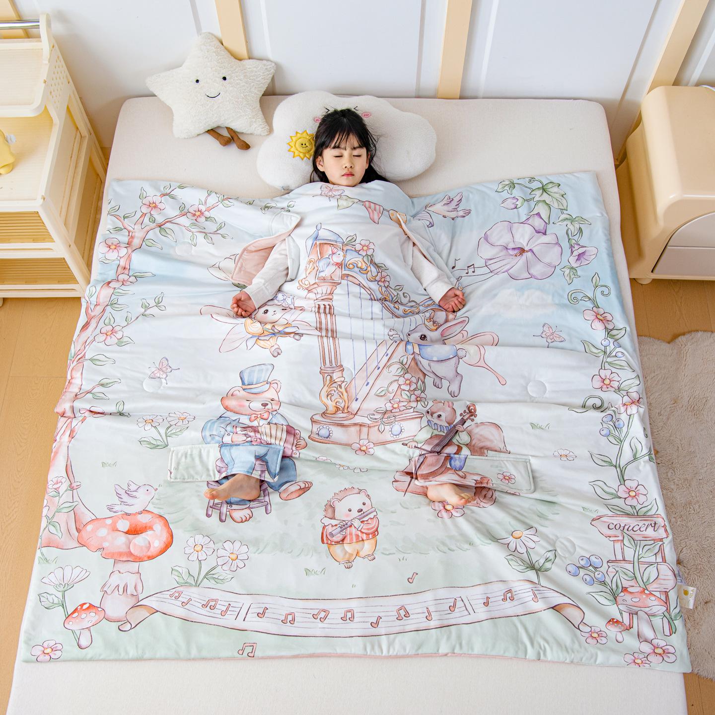 Class A Children s Anti-Kick Summer Silk Cooling Sleeping Bag 120x100 cm