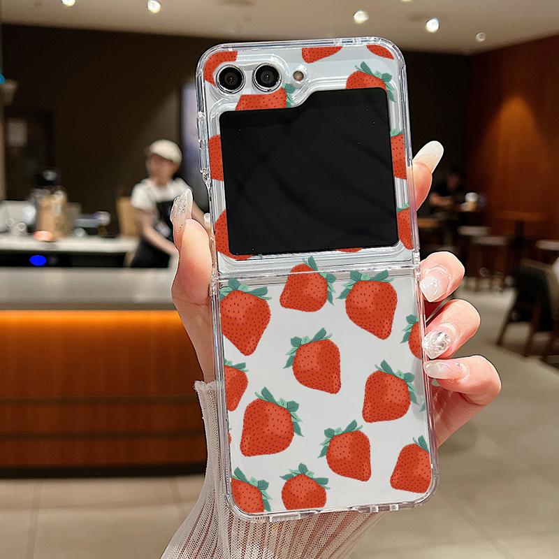For Samsung Galaxy Z Flip 7 6 5 4 3 Case Cherry Watermelon Fruits Hard Clear Folding Cover For Samsung Z Flip6 Flip5 Flip4 Flip7
