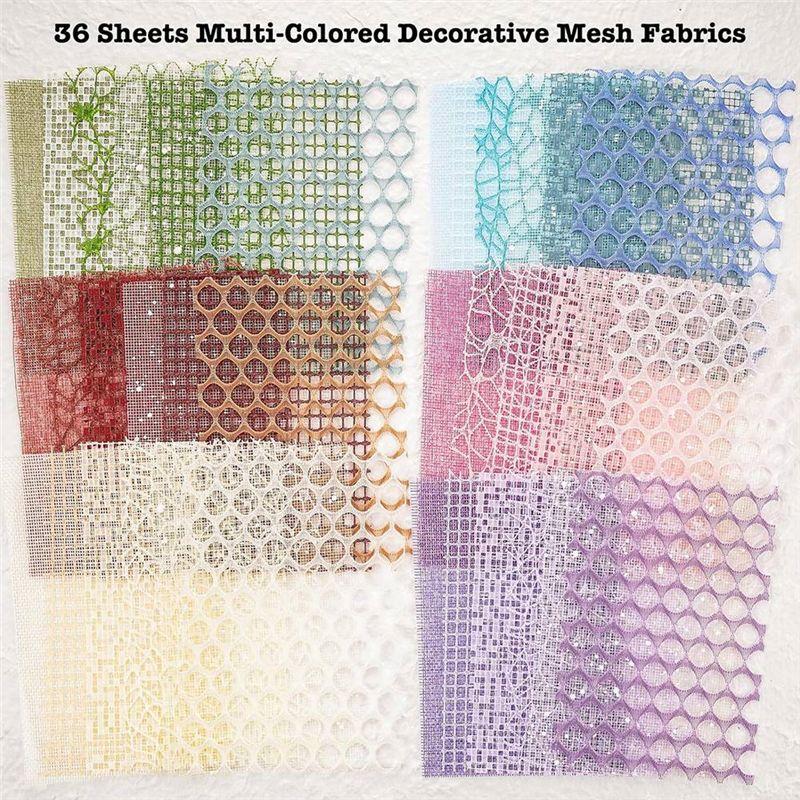 Set Assortito Carta per Scrapbooking e Tessuto a Rete Decorativo - 90 Fogli - Confezione da 6 Pezzi Carta Speciale Mista per Scrapbooking