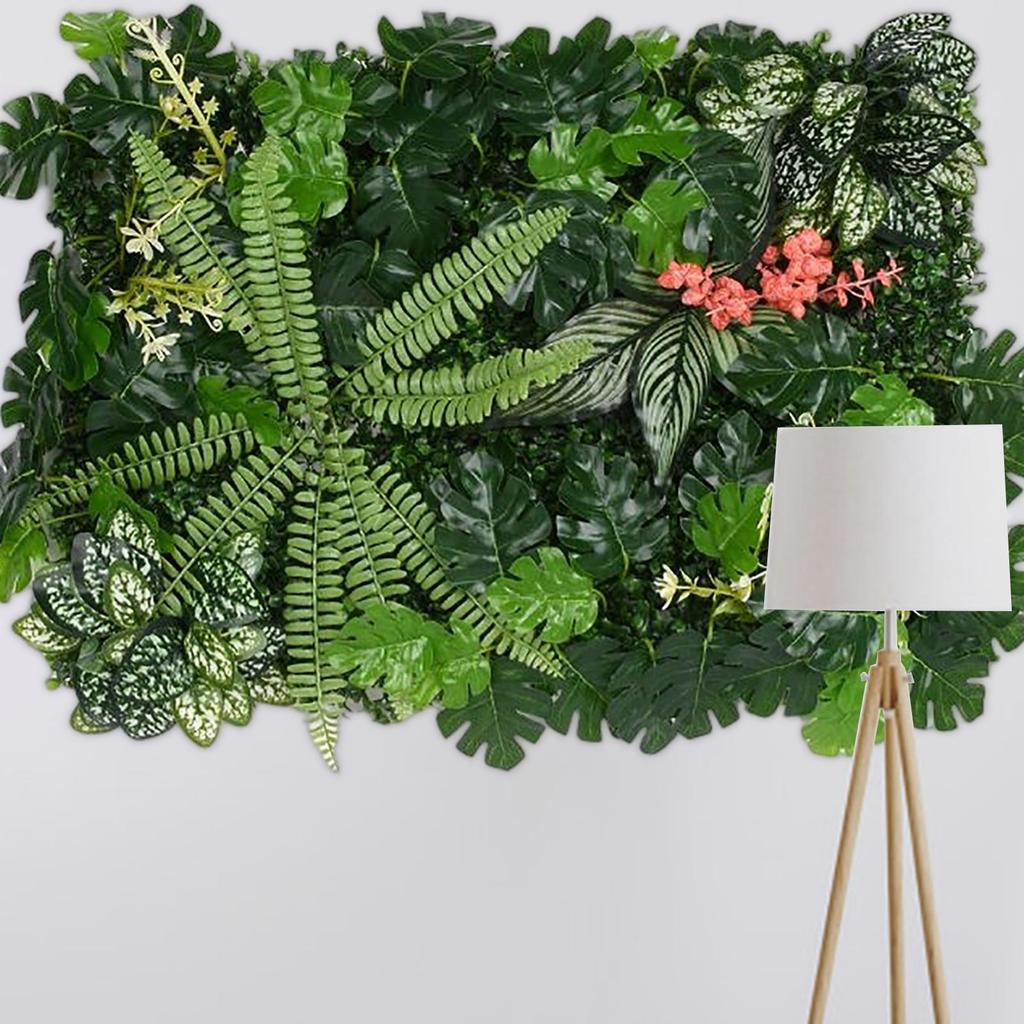 Plastic Grass Wall Panel Fence Simulation Decorative Leaves DIY 15.7x23.6inch Artificial Hedges Plants for Backyard Photography