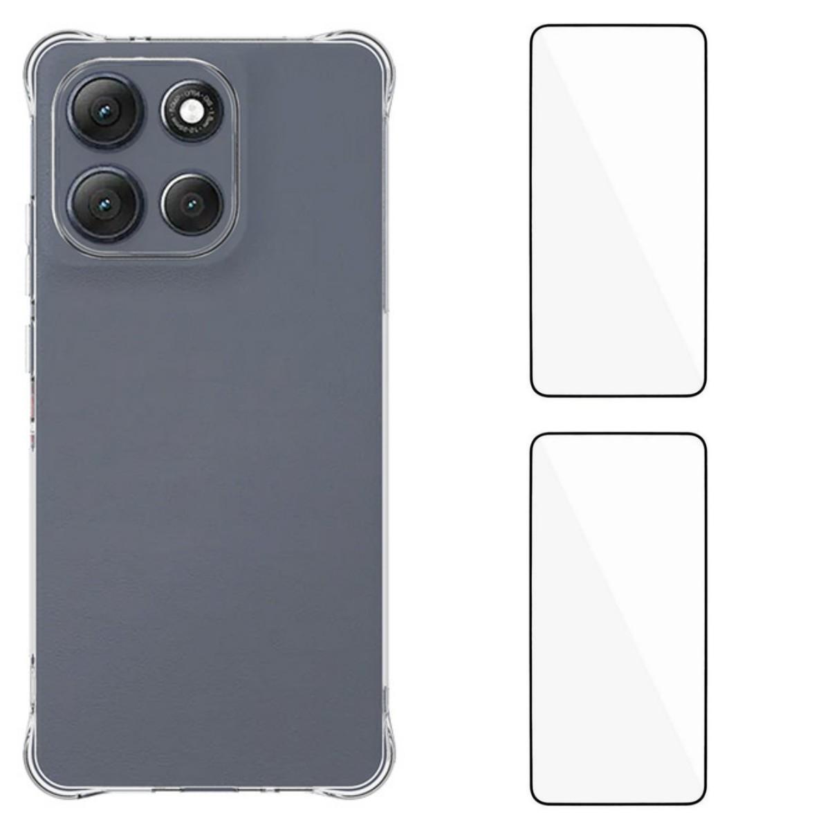 

For Motorola Moto G86 Power 5G TPU Case WANLONFENG WL2 Series 2.0mm Phone Cover with 2Pcs Tempered Glass Films Transparent