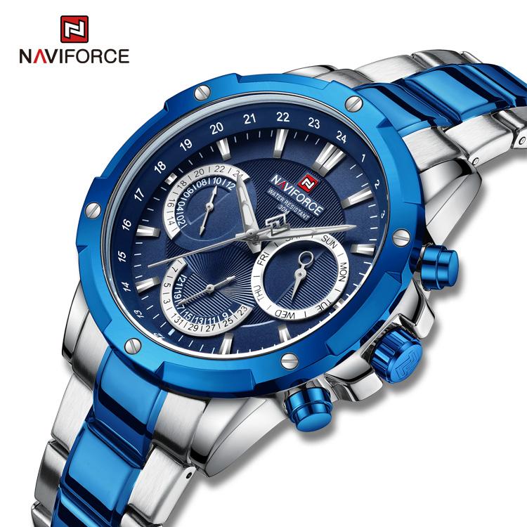 

Водонепроницаемые многофункциональные спортивные мужские часы NAVIFORCE с ремешком из нержавеющей стали 9196