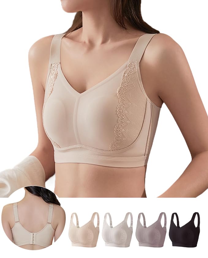 Veimia Bra 2 Cups Improved Bunny Ear Wireless Bra with High Side Design for Reduced Slimming and No Perfect for Night Bras and Sports Bras