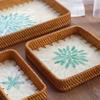 Asian Handmade Rattan Shell Tray Decorative Dining Accessory Fruit Serving Plate Home Snack Storage Tray for Living Room