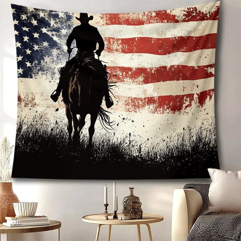 VIKAMA American Vintage Tapestry Stars And Stripes Denim Pattern Decorative Wall Hanging WesternStyle Room Decoration