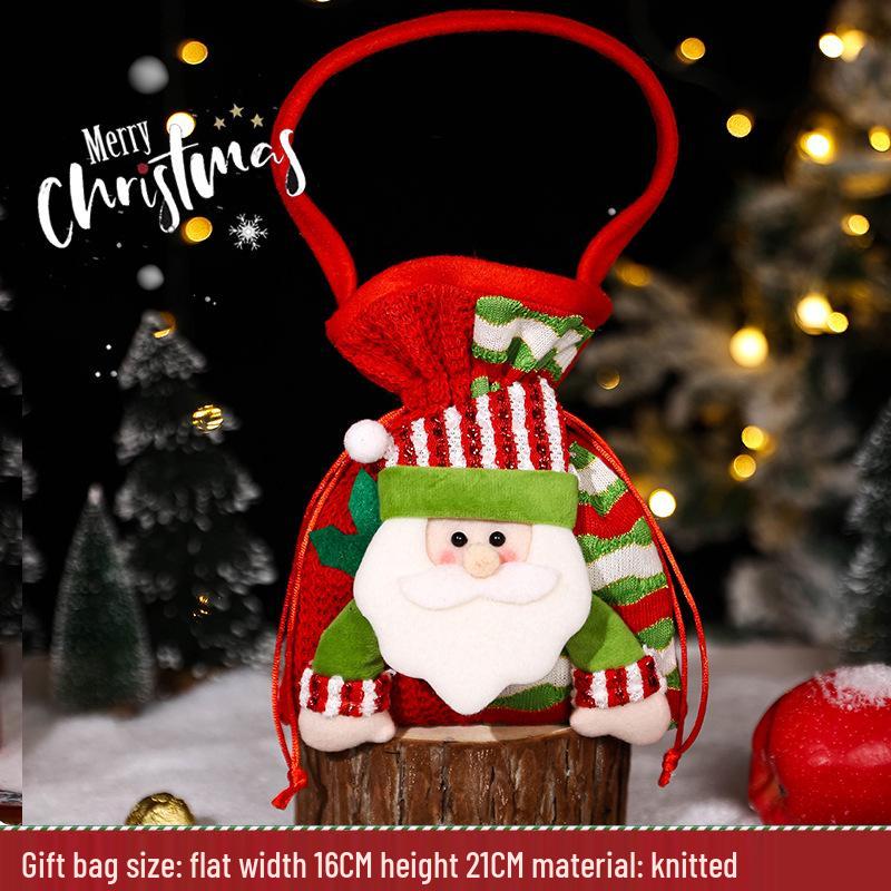 Three-Dimensional Santa Claus Burlap Backpack Candy Bag - Large Christmas Gift Decoration