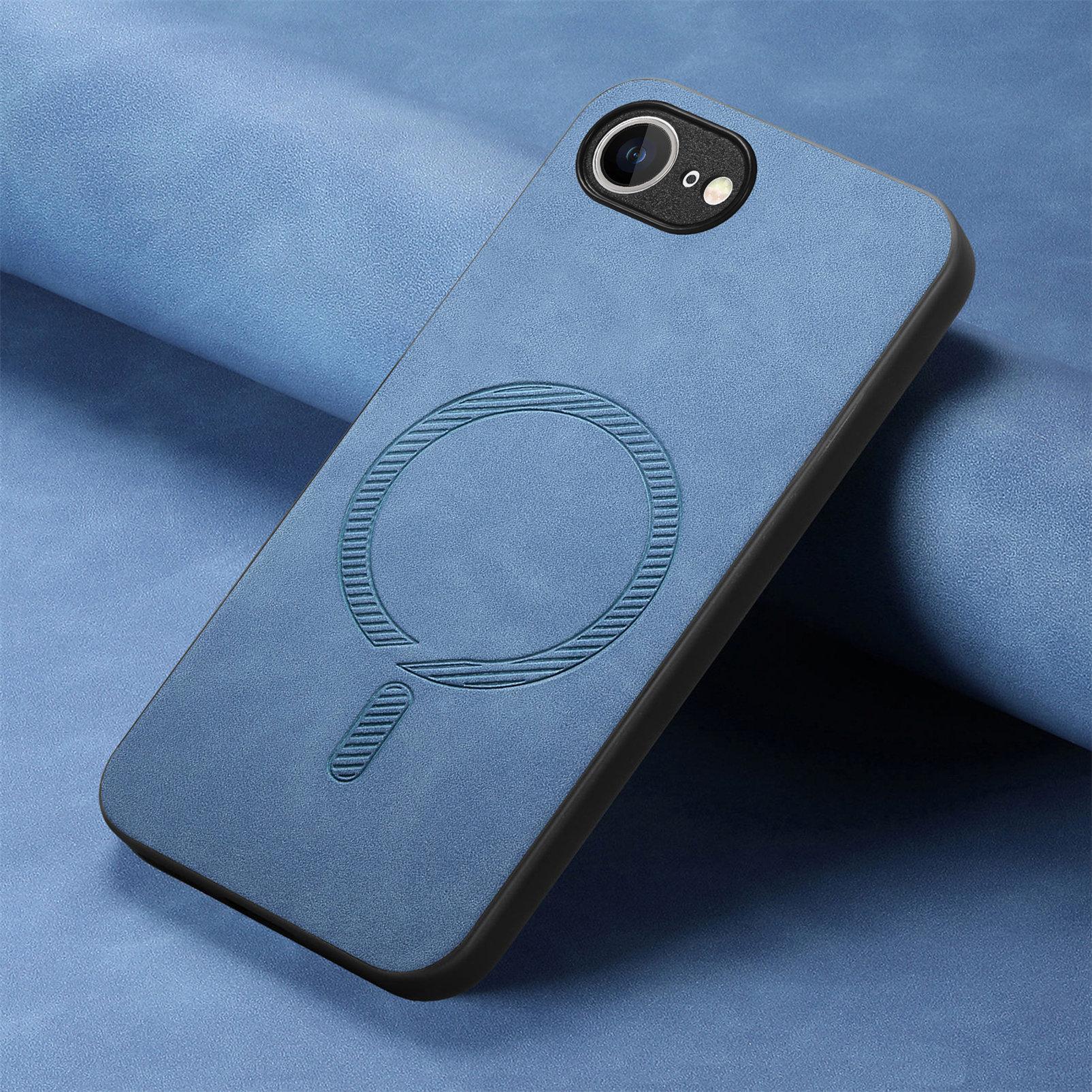 

Чехол из искусственной кожи с магнитным покрытием для iPhone 16E 16 Pro Max Magsafe Protection Back Cover Matte Bumper Cases для iPhone 16 Plus for iphone 16E синий