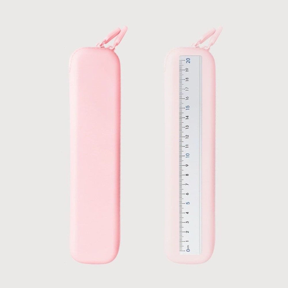 Multifunctional Pen Bag Solid Color Stationery Storage Bag Simple Silicone Pencil Case Friends