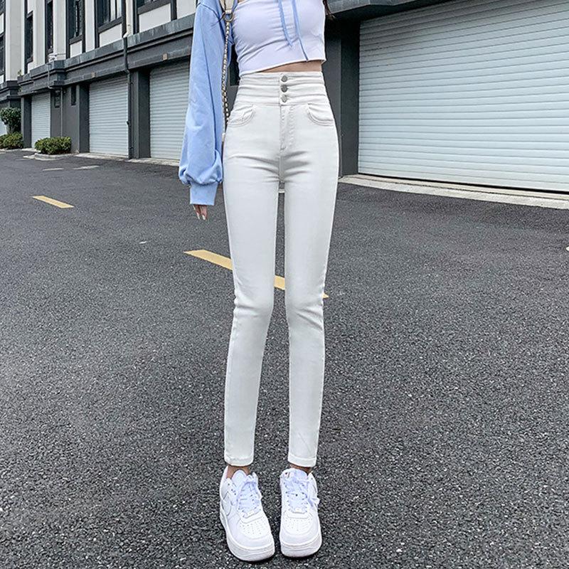 High-waisted Jeans Women's New Spring and Autumn Models, Tight and Slim, Elastic Pencil, Autumn Small Feet Pants