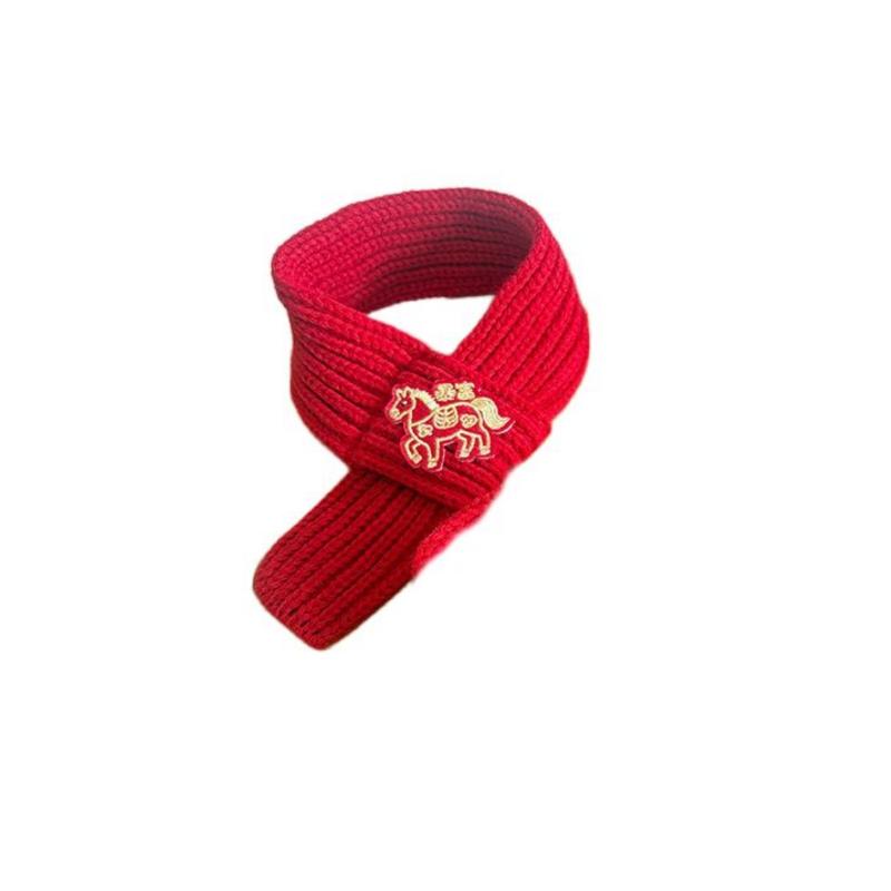New Year Celebration Decoration Pet New Year Scarf Warm Knitted Neckerchief Pet Cat And Dog Red Scarf Pet Accessories Supplies