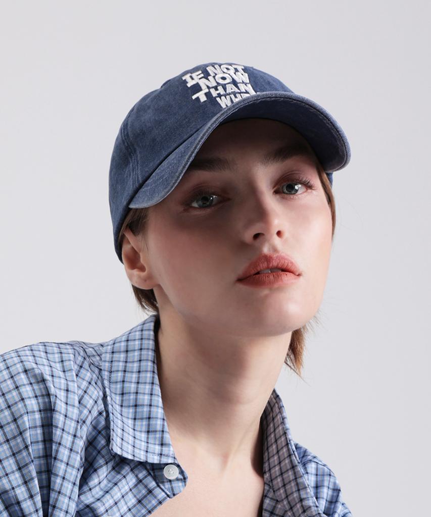 WHEN YOU MOVE Pigment Slogan Ball Cap Navy