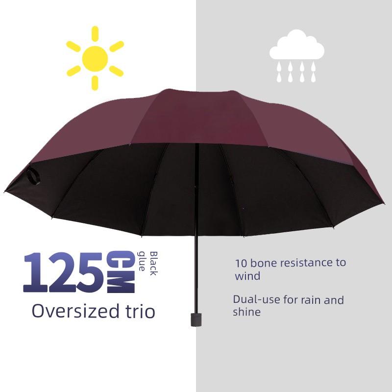 Large Umbrella for Men, Reinforced and Thickened, Sturdy and Wind-Resistant, Dual-Use for Sun and Rain, Foldable Black-Coated Sun Protection Umbrella