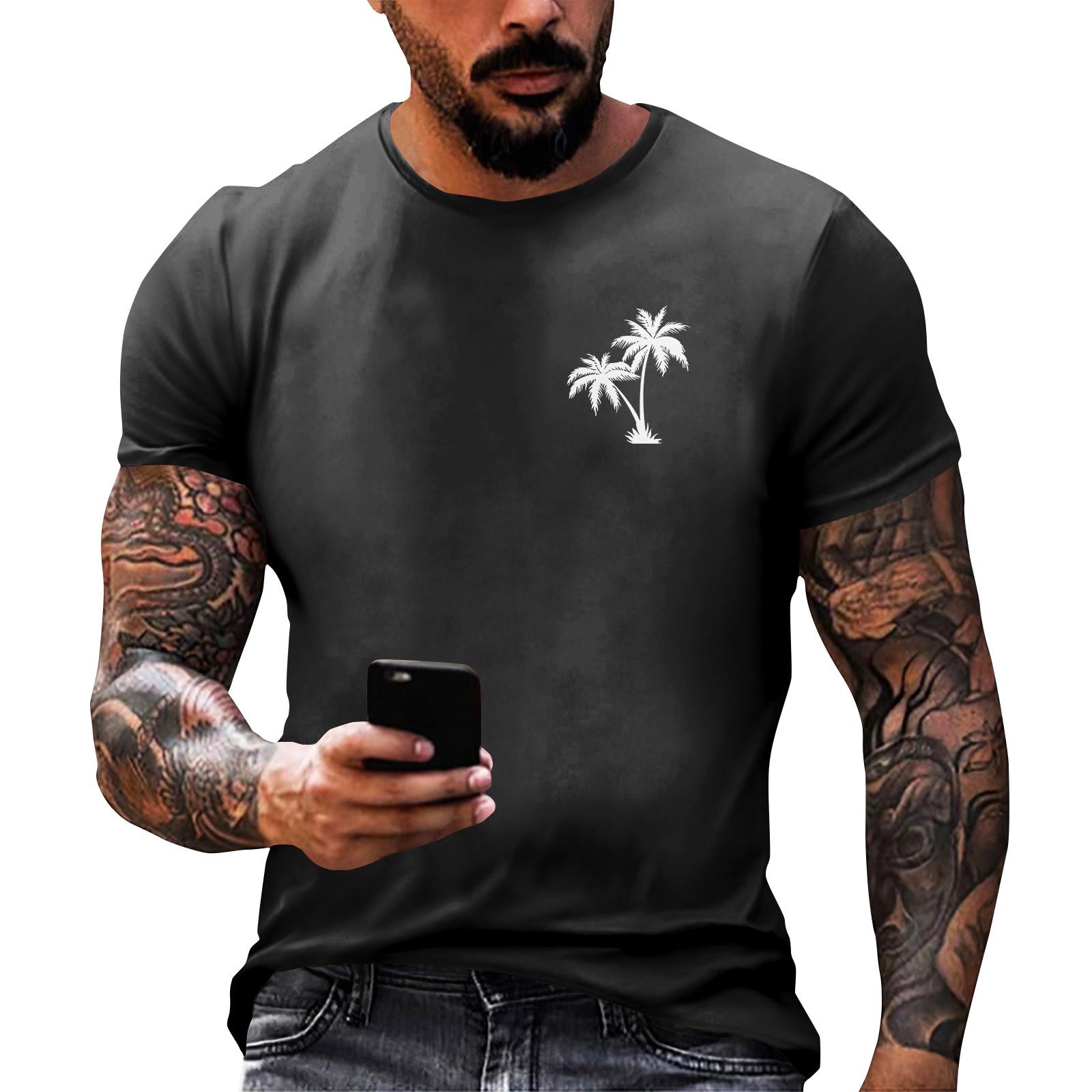 

Гавайский принт - мужская повседневная футболка с круглым вырезом и короткими рукавами L