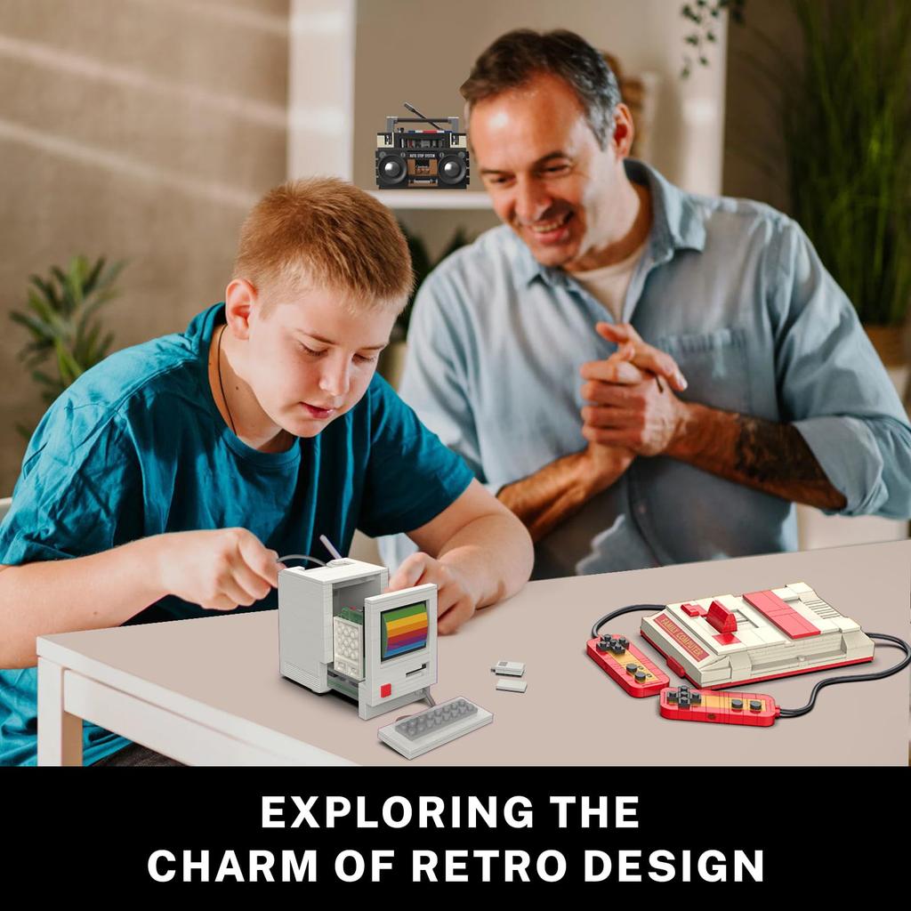 JMBricklayer Vintage Game and Radio Building Toy Set Vintage Building Blocks Set for Vintage Display Model for Office Room Birthday Gift for Retro