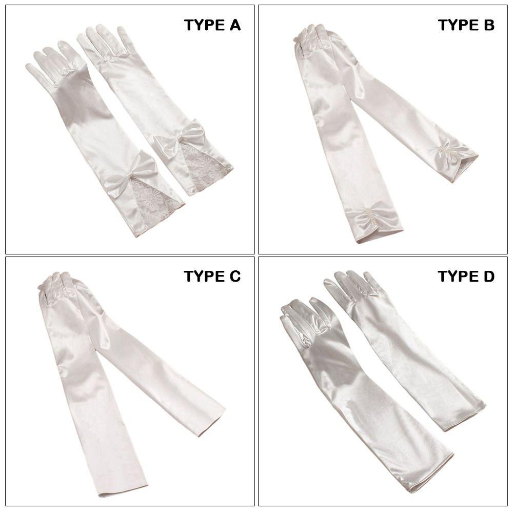 Handmade Bride Gloves Lace Trimmed Satin Gloves Ball Gloves Lace Gloves  Dinner Dresses