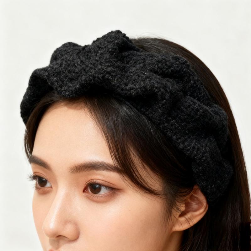 Strukturierte Kunststoff Kopfbedeckung Acryl Gestrickter Haarreif Merkmal Breite Kante Für Herbst Winter Mode Haarstyling
