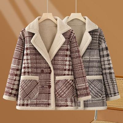 Fleece Plaid, Thickened In Autumn and Winter, New Coat, Loose Warm Top, Cotton-padded Clothes for Women