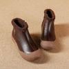 Fashion GKTINOO Genuine Leather Warm Plush Boots Round Toe Soft Soled Women's Short Boots Mother Shoes