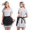 Vintage Kitchen Apron Half with Butterfly Bow & Pockets Lace Hem Waist for Lightweight Coffee Shop Bistro Adjustable Ties Cafe Server Waitress