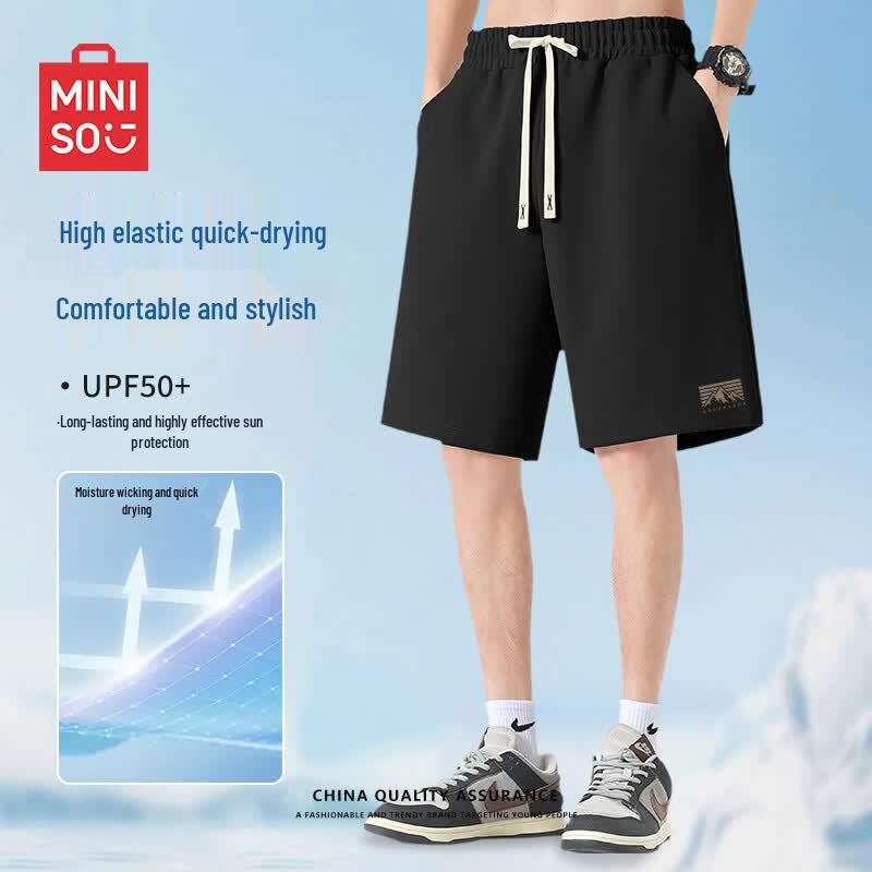 MINISO Men s Summer Loose Fit Quick-Dry Sports Shorts M чёрный