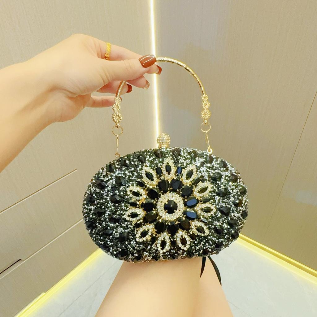 Textured Water Diamond Bag Banquet Clutch Bag Diamond-encrusted Hand-held Dinner Bag Cheongsam Bag