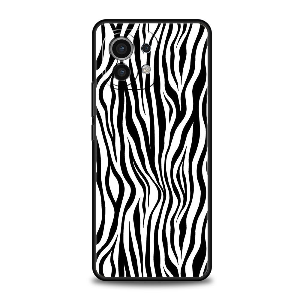 Cow Zebra Pattern Phone Case For Xiaomi 13 12 11 Lite 12T 11T 10T 9T Mi Poco X5 M4 M3 X4 X3 Pro F5 F4 F3 GT 5G Black Cover Shell