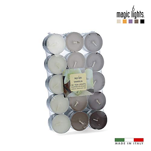 pack 30 unid. velas con aroma vainilla 3,7cm magic lights