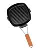 Frying Pan Folding Non Stick Portable Anti Scald Wooden Handle Steak Pan for Cooking Camping Dining