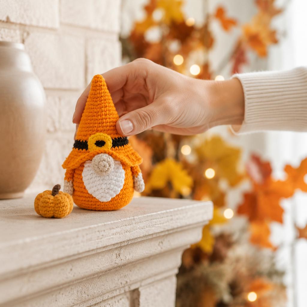 Halloween Gnome Needle Felting Kit with Yarn, DIY Doll Material Set