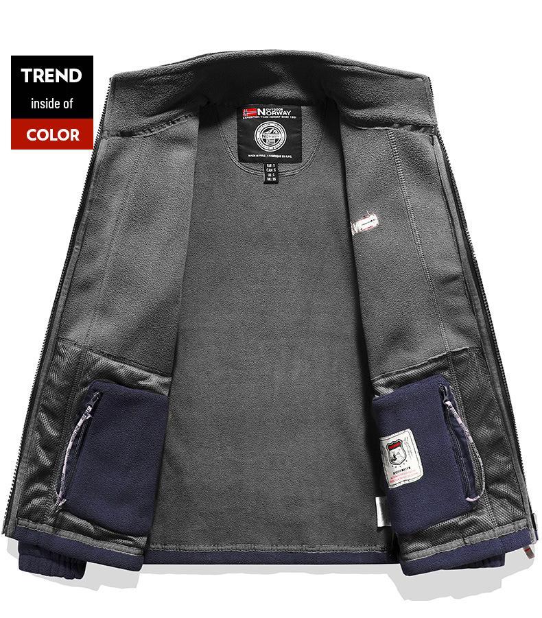 Veste polaire double face pour homme - Manteau décontracté d'extérieur Automne/Hiver 2022 (Style 2218)