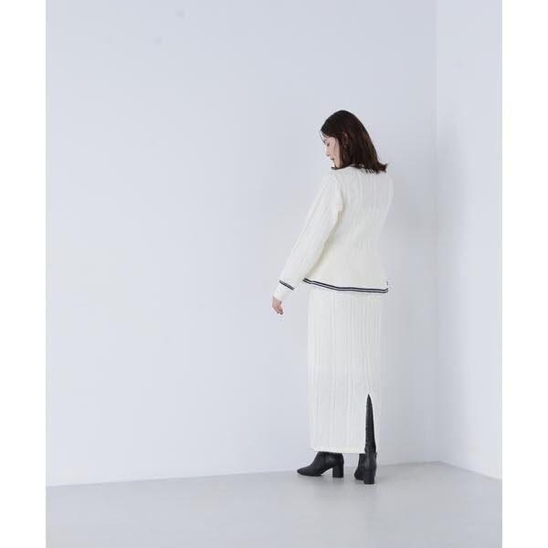 Natural Beauty Basics Peplum Cable Knit Set (White/M)