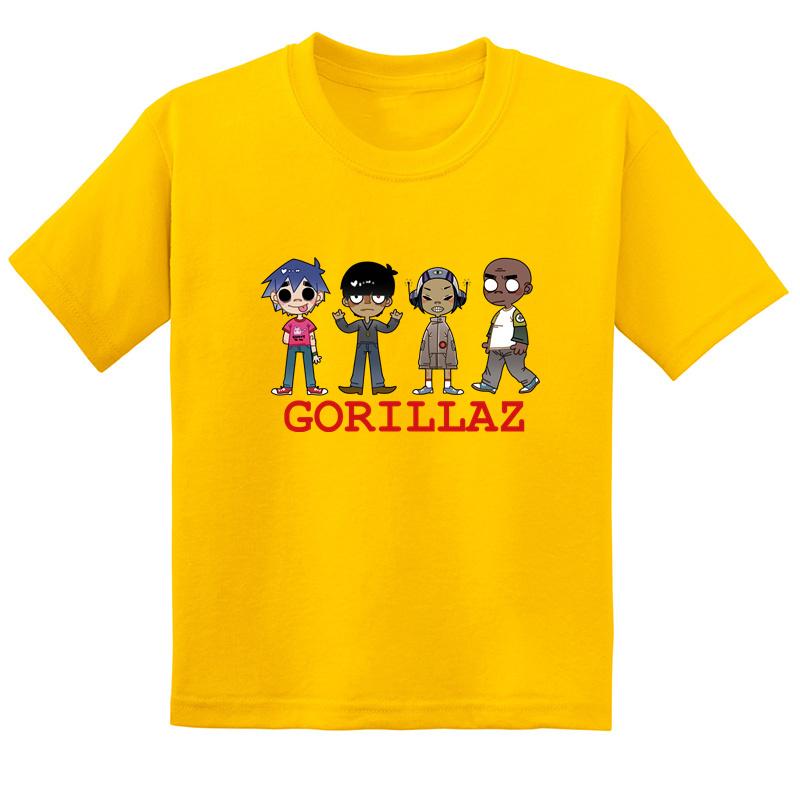 Hot-selling Gorillaz Rock Band Printed Summer Fashionable Pure   Short-sleeved T-shirt for Boys and Girls