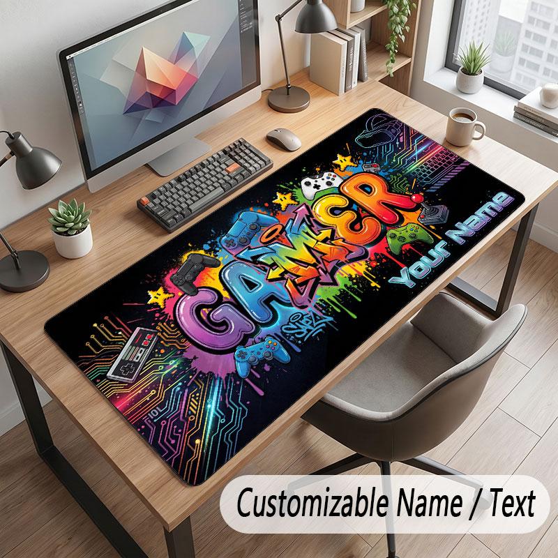 Decorative Artwork Theme Customized Mouse Pad Personalized Print Name Text Desk Mat For Home Office Table Decor