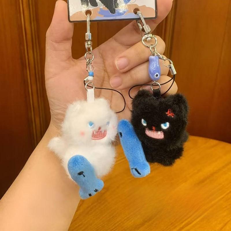 Fish With Cat Plush Keychain Animal Keyring Cartoon Pendant Cute Kids Gifts