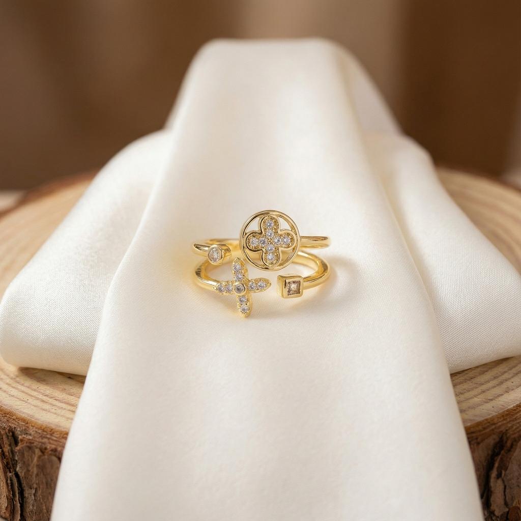 High-end Four-leaf Clover Open Ring Exquisite Workmanship Long-lasting Accessible Luxury Classy Versatile Open Ring