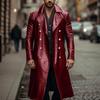 Men's Plus Size Double-Breasted Leather Trench Coat - German Military Style for Autumn/Winter