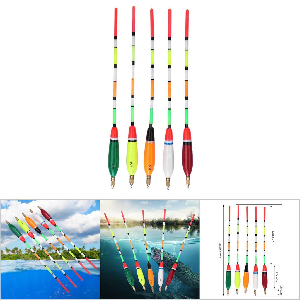 5PCS Multiple Color Balsa Wood Fishing Float Bobber Bite Indicator Angling Equipment(5+2g )