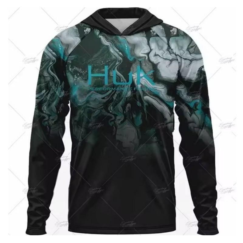 Mens UPF 50 Long Sleeve Fishing Shirt Hooded Quick Dry Breathable Sun Protection T-Shirt Outdoor Summer Fall Sports Cycling