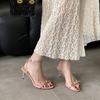 2025 Spring New Round Head Thin Heel High Heel Temperament Thin French Fashion Sexy Beauty Open-toed Women's Sandals