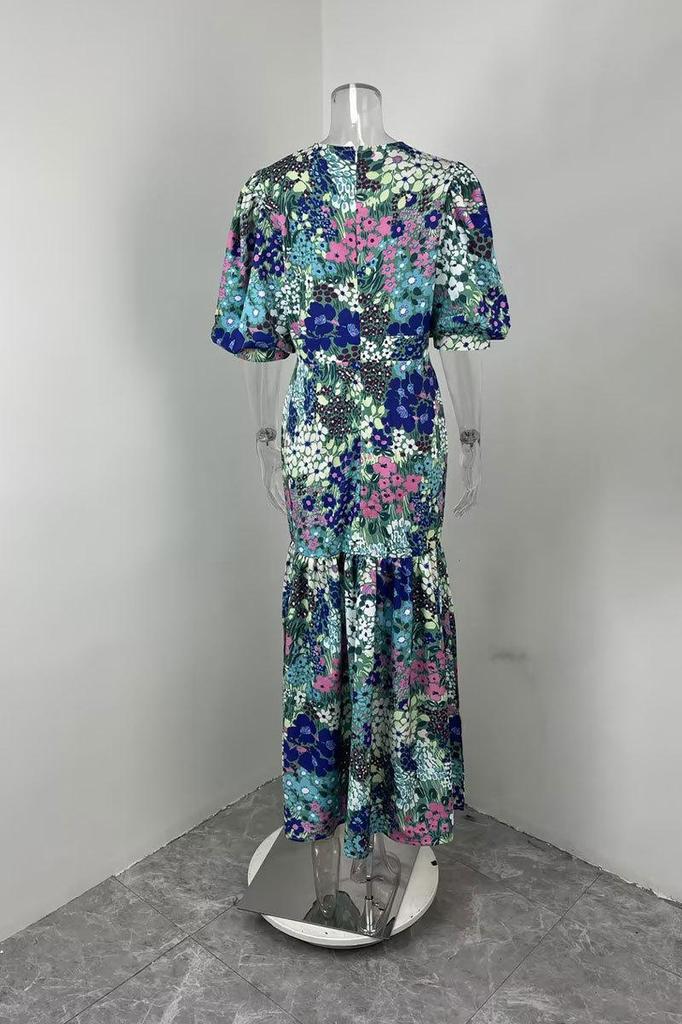 2026 Women's Fashion Slim Fit Printed Pleated Dress