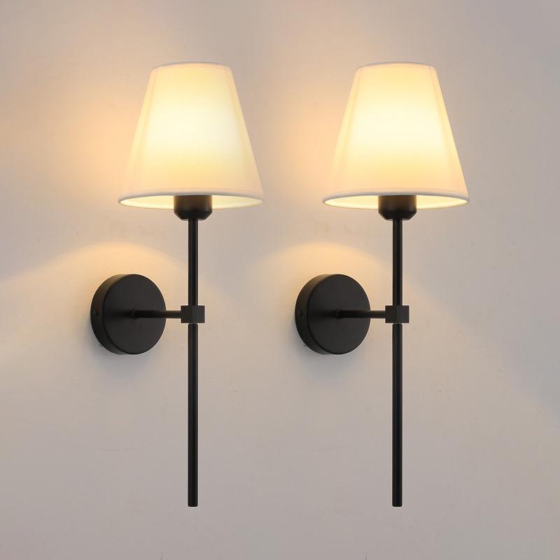 E27 American fabric wall lamp simple hotel room interior decor lighting living room corridor aisle bedroom bedside wall light