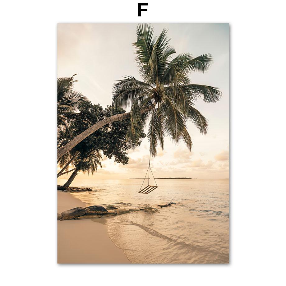 Taj Mahal Sunset Beach Swing Waves Palm Leaf Quotes Posters Prints Canvas Painting Nordic Wall Art Pictures Living Room Decor