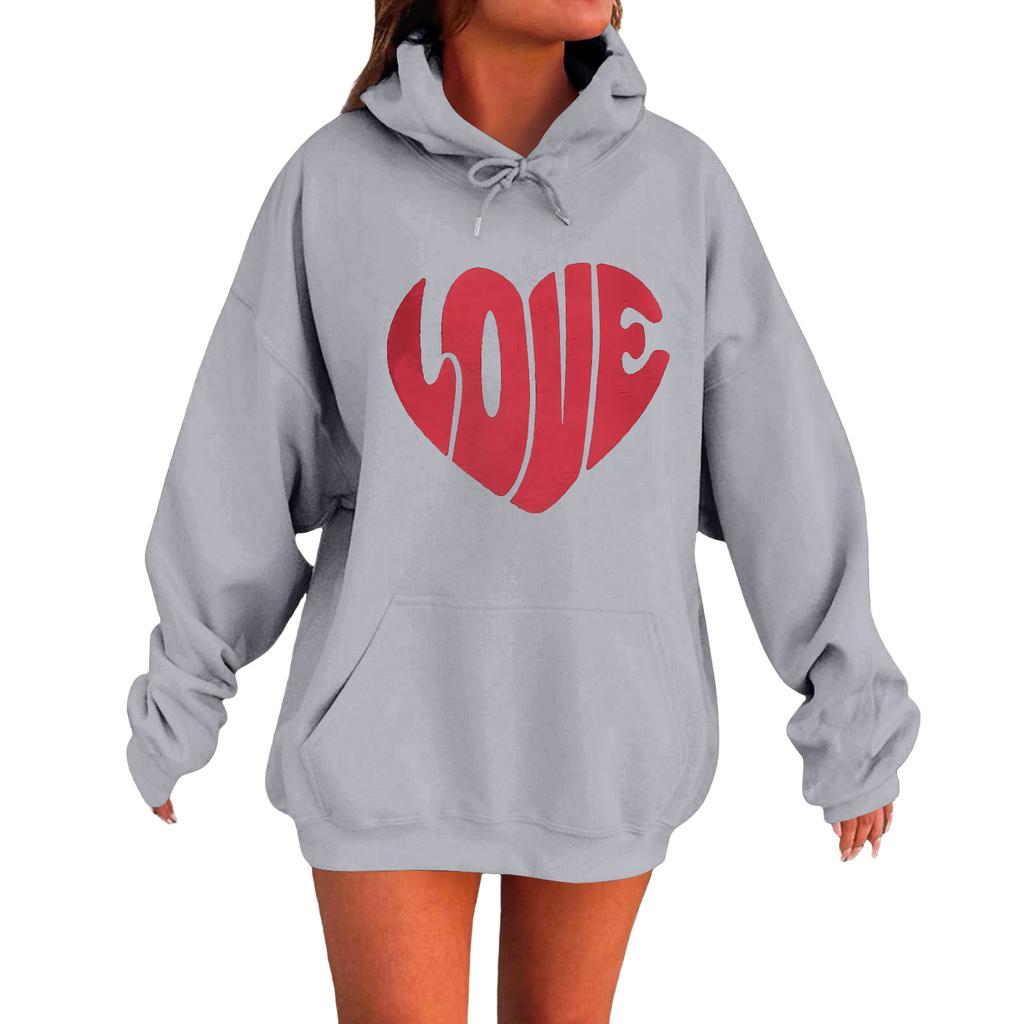 Women's Loose Comfortable Casual Fashionable Love Printed Long Sleeved Sweatshirt