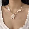 Bohemian Beach Style Shell Flower Pearl Necklace for Women Ocean Themed Party Jewelry
