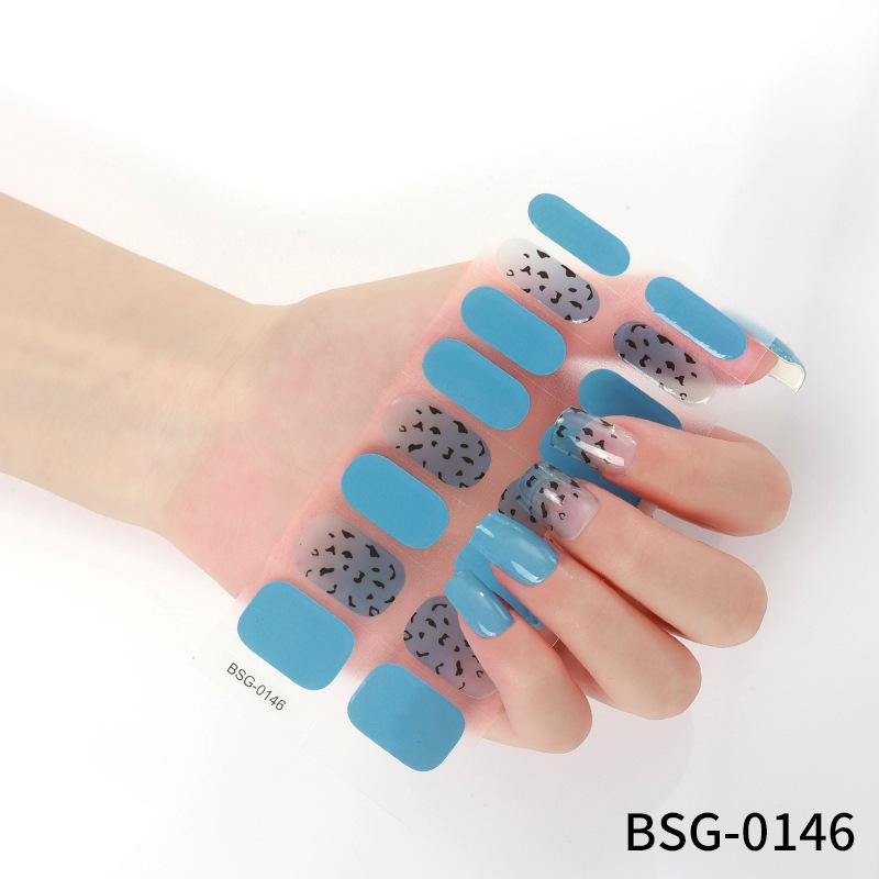 16 finger gelnagelklistermärken schackrutiga japanska och koreanska semi-härdade nagelklistermärken gelnagelklistermärken