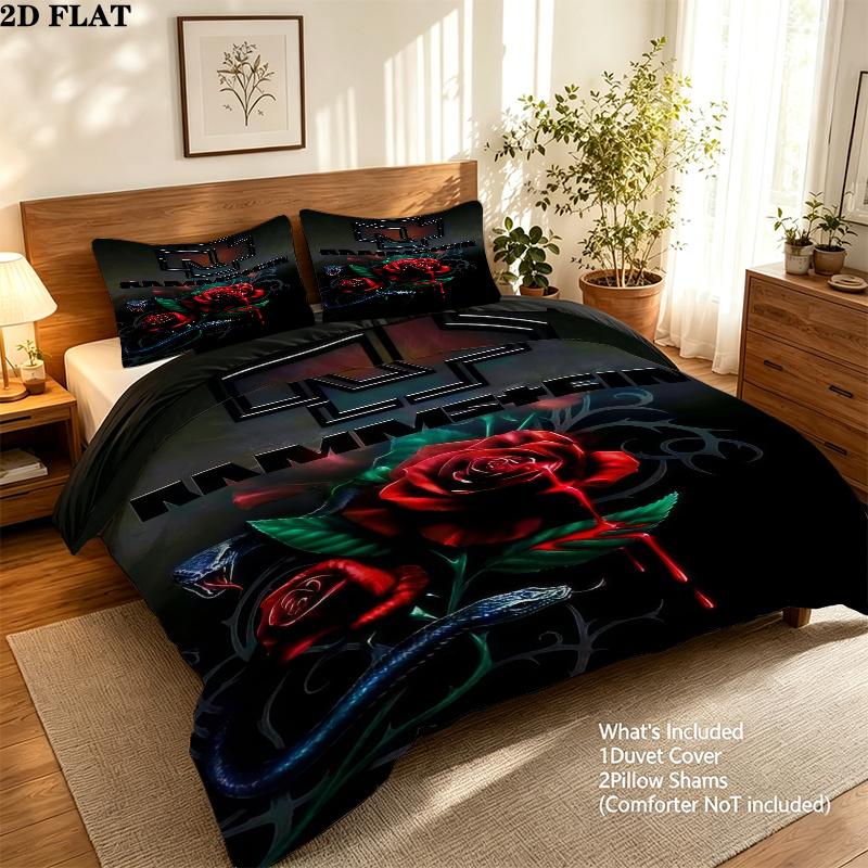 Rammstein Bettwäsche Steppbett Set Bettbezug Kissenbezug Heimdekoration Geburtstagsgeschenk (1 Bettbezug + 2 Kissenbezüge, ohne Füllung)