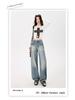 Spring 2026 Women's High-Waisted Retro Wide-Leg Jeans - Slimming, Floor-Length Design