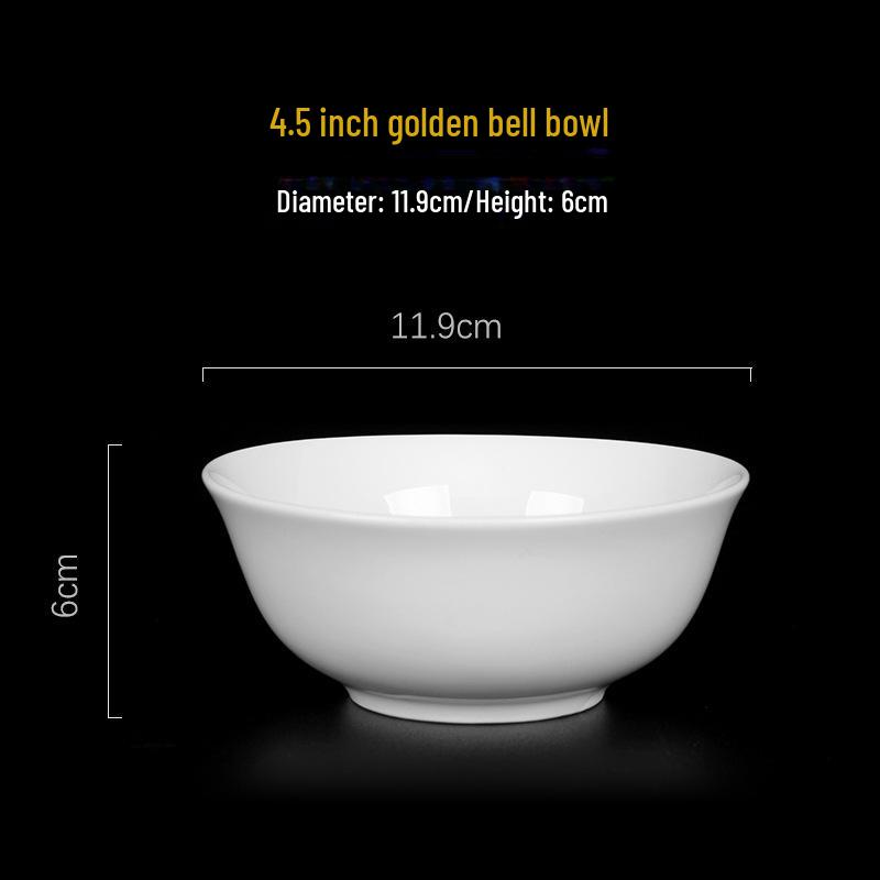 Jingdezhen White Porcelain Bowl Set - Includes Noodle and Soup Bowls with Chopsticks, Ideal for Home or Restaurant Dining