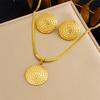 Vintage Heart Fan Shape Blue Turquoise Pearl Drop Earrings Necklace Set with Fashion Gold Accents